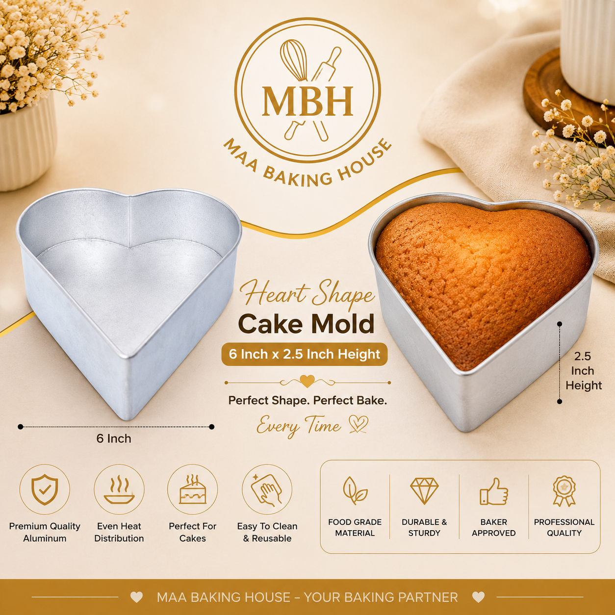 6 Inch Heart Cake Mold