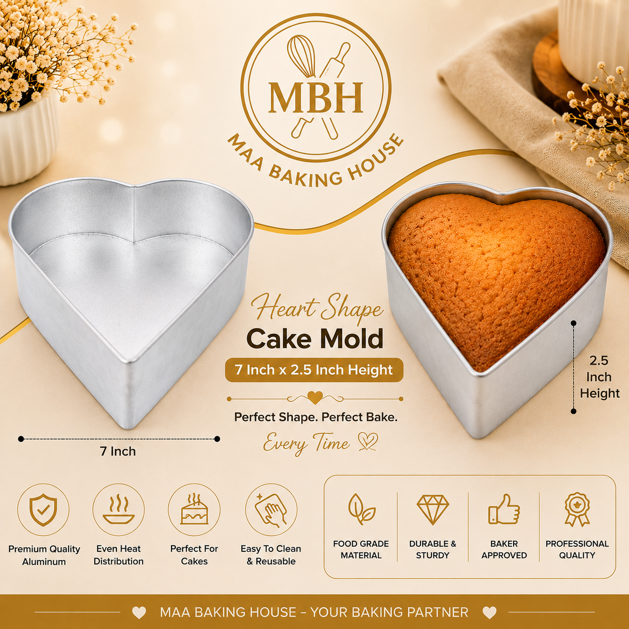 7 Inch Heart Cake Mold