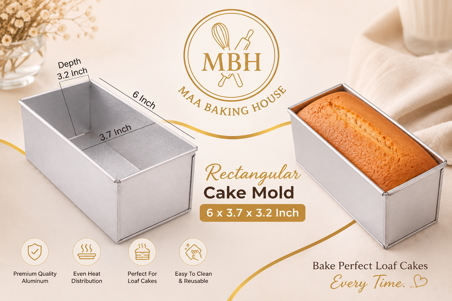 6 Inch Rectangular Loaf Cake Mold