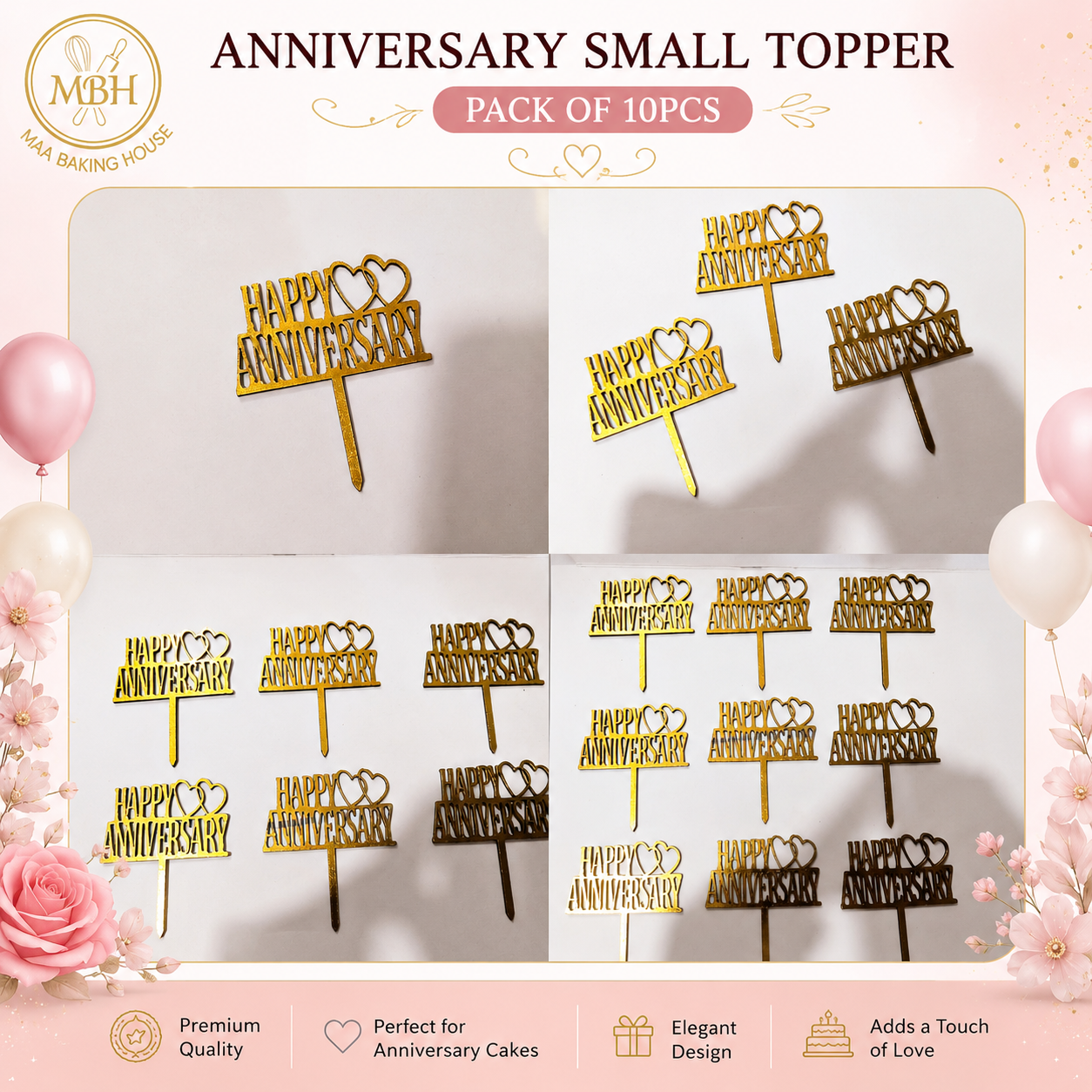 Anniversary Small Cake Topper