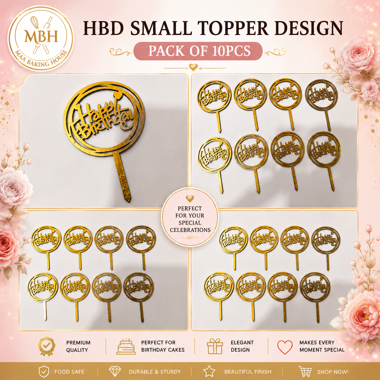 🎂 Happy Birthday Round Small Topper