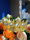 👑 Gold Crown with Clear Stones