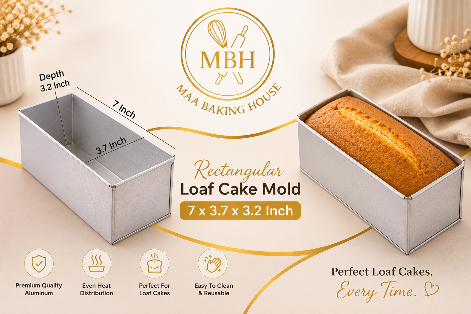 7 Inch Rectangular Loaf Cake Mold