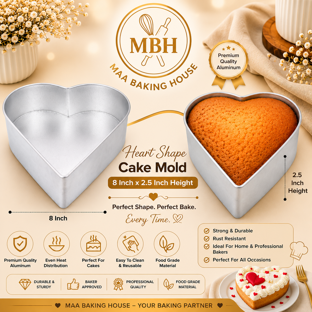 8 Inch Heart Cake Mold
