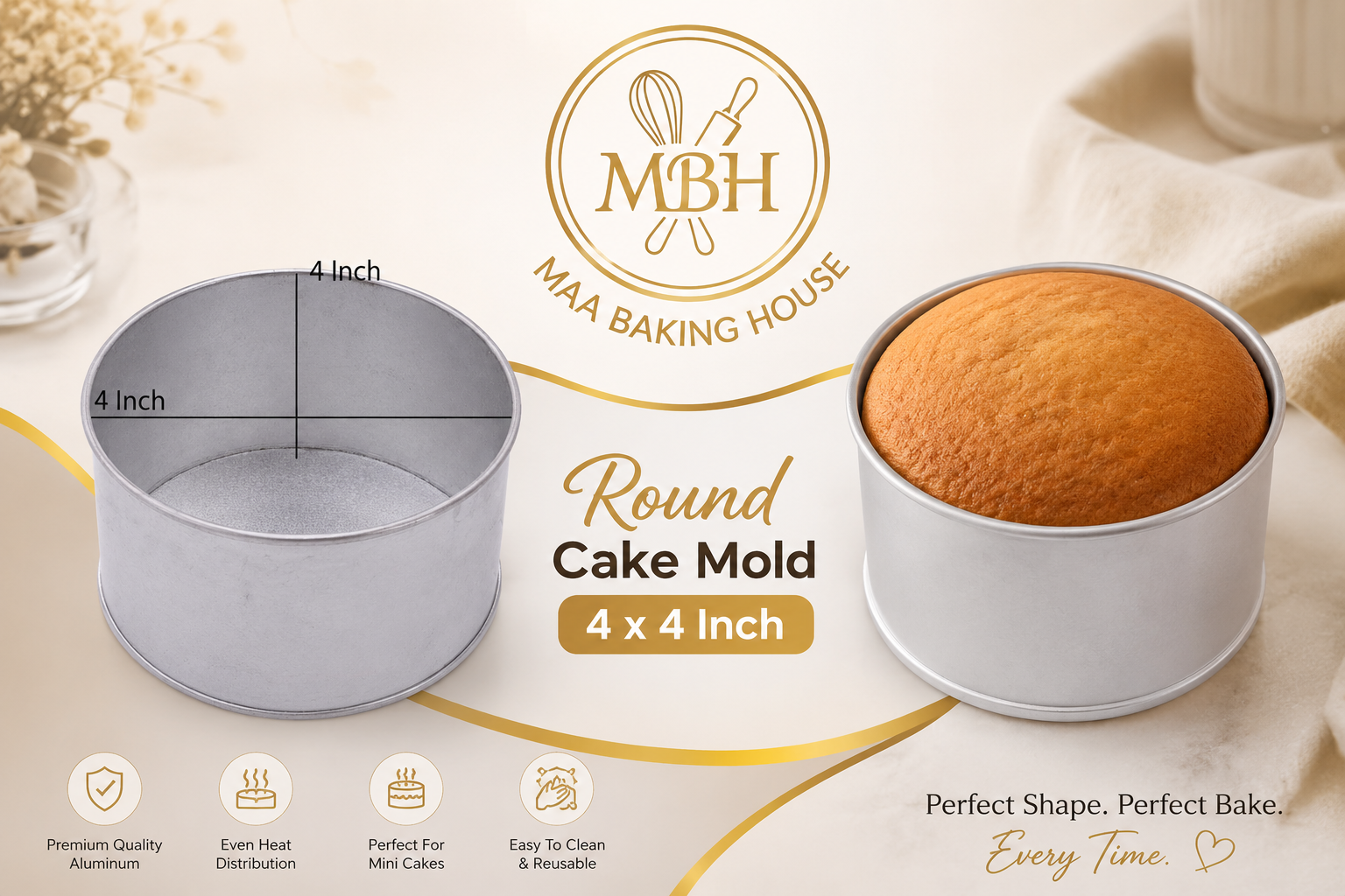 4×4 Inch Round Cake Mold