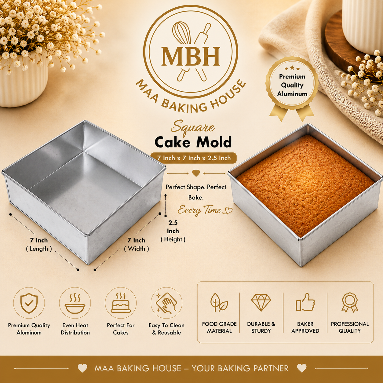 7Inch Square Cake Mold