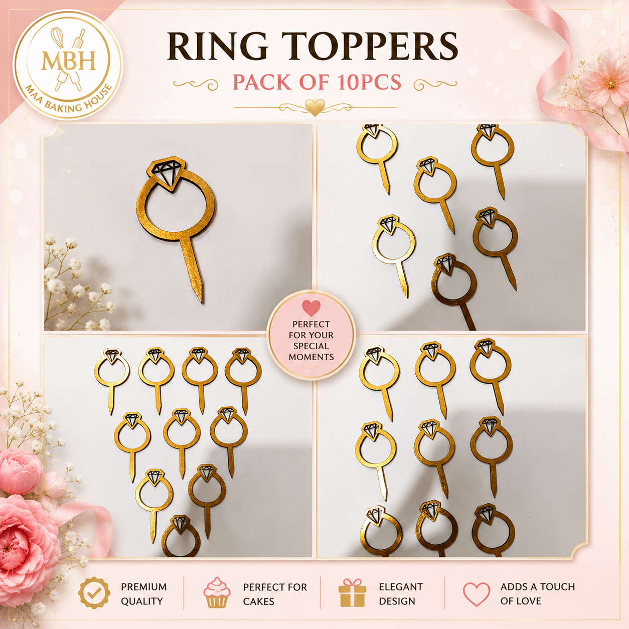 Ring Cake Topper pack of 10pcs
