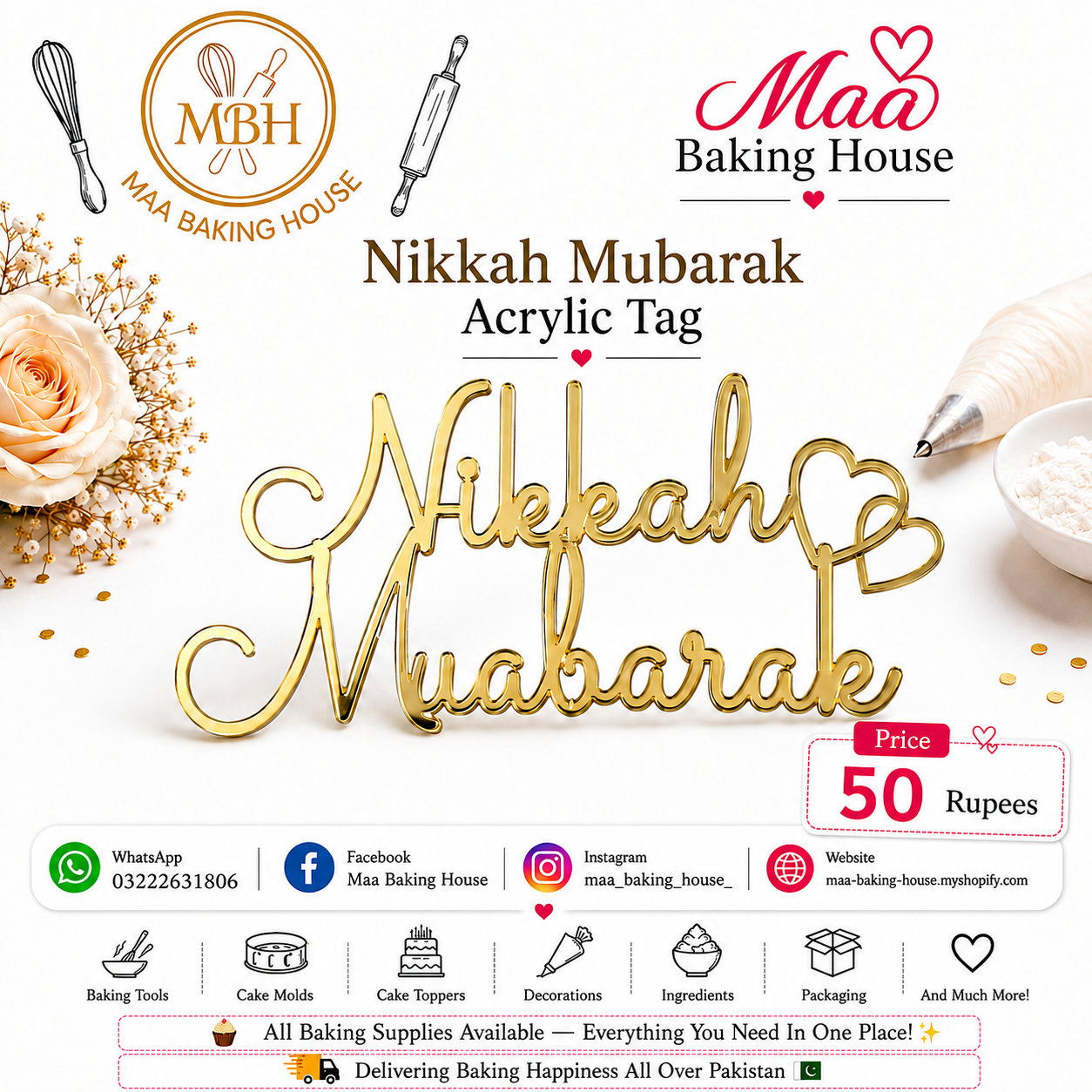 Nikkah Mubarak Acrylic Tag