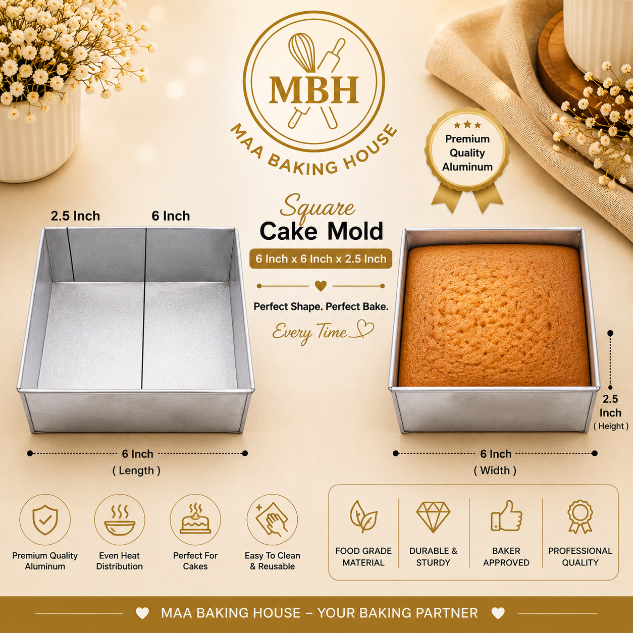 6 Inch Square Cake Mold
