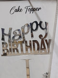 Happy birthday silver acrylic cake topper design 2
